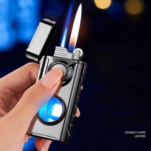 Metal Double fire Lighter with Led Light