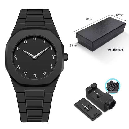 New Arabic Aura Watch Black Modern Creative Design Waterproof - My Store